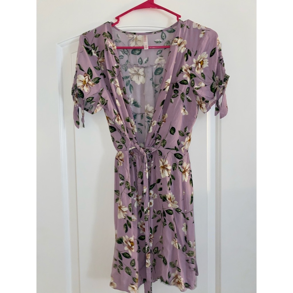 Purple Floral Wrap Dress